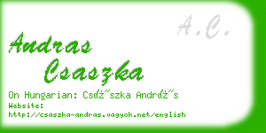 andras csaszka business card